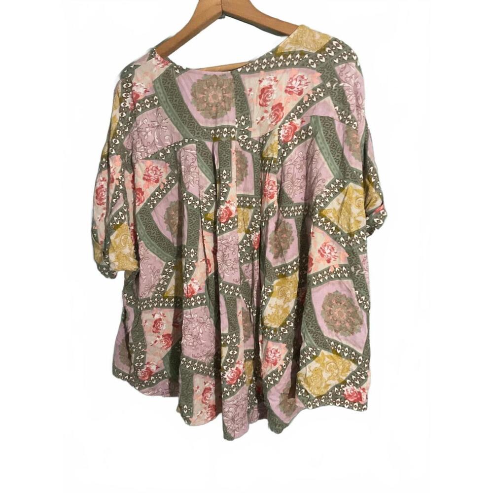 Easel Oversized Women's Patchwork Pattern Blouse … - image 7